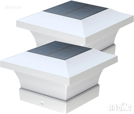 ILIKEPOW 2 бр. Соларни стълбови лампи, LED водоустойчиви, 6000К