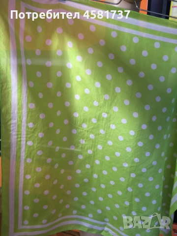 Копринен шал LDADPR в цвят лайм, снимка 8 - Шалове - 51717805