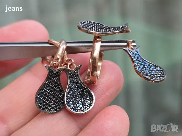 Сребърен комплект пръстен, обеци и висулка с розово покритие 17587