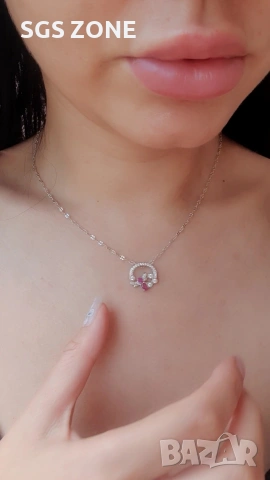 Сребърна висулка със сапфир и рубин от Тайланд, снимка 6 - Колиета, медальони, синджири - 53439507