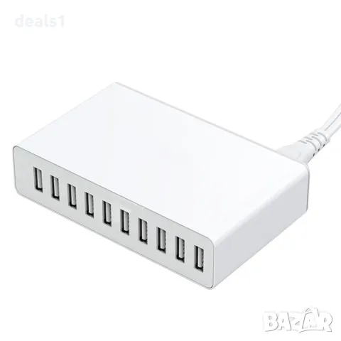 XBX09L 50W 5V 2.4A USB 10-портово Зарядно устройство Бял/Черен цвят, снимка 3 - Друга електроника - 47703115