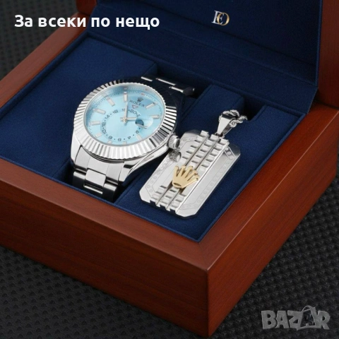 Rolex Комплект Мъжки Часовник С Колие Ролекс - Налични Различни Цветове Код SK640, снимка 6 - Подаръци за мъже - 53093330