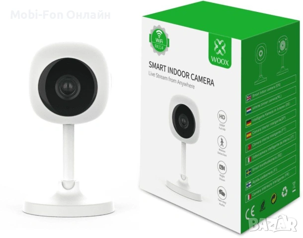 Смарт камера Woox R4114, Wi-Fi, Вътрешна, Full HD, Бяла