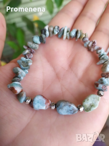 Гривна от естествен Ларимар, снимка 9 - Гривни - 51395206