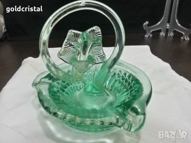 Стар стъклен пепелник ръчна изработка , снимка 3 - Антикварни и старинни предмети - 52267274