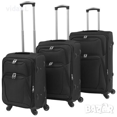 vidaXL Комплект от 3 броя меки куфари на колелца, черни.SKU:282684