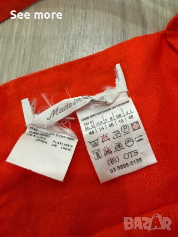 Max Mara 100% лен рокля в цвят корал L, снимка 5 - Рокли - 54051158