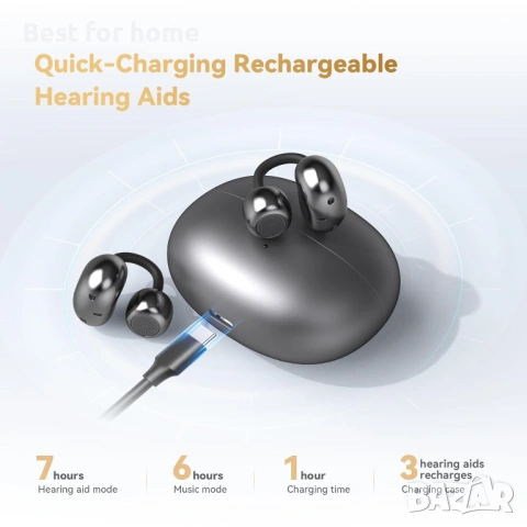 Viva Hear Bluetooth презареждащи се слухови апарати 7-степенно регулиране на силата на звука, снимка 7 - Други - 53721759