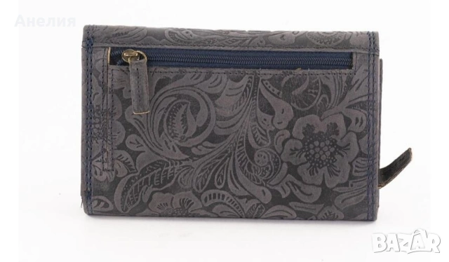 Дамски портфейл Blue Burry от естествена кожа , снимка 5 - Портфейли, портмонета - 53926334