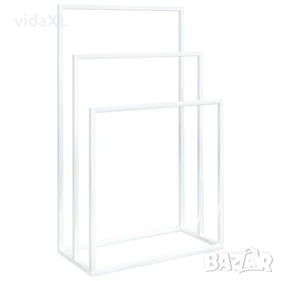vidaXL Свободностояща поставка за кърпи, бяла, 48x24x79 см, желязо（SKU:343091