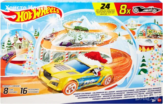 Коледен Календар Hot Wheels 8 коли Хот Уилс 16 аксесоара Адвент календар с изненади, снимка 6 - Коли, камиони, мотори, писти - 48305609