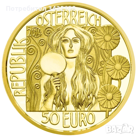 "Климт и неговите жени”: комплект от 5 златни монети по 10 грама в качество Proof , снимка 7 - Нумизматика и бонистика - 53194544