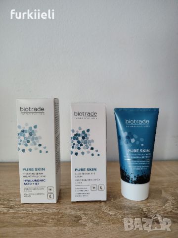 Козметика Biotrade Pure Skin - хидратиращ серум,околоочен серум и измиващ детокс гел, снимка 1 - Козметика за лице - 46417521