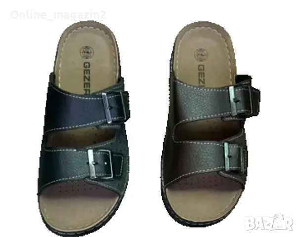 Здрави и издръжливи мъжки кожени чехли с катарама, снимка 1