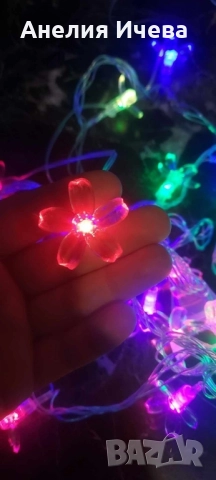 Многоцветни коледни LED лампички с цветя , снимка 3 - Декорация за дома - 51956067