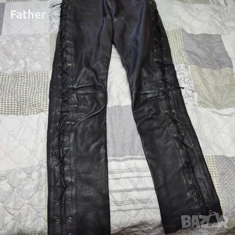 Кожен рокерски мото панталон размер 31, снимка 2 - Аксесоари и консумативи - 49707776