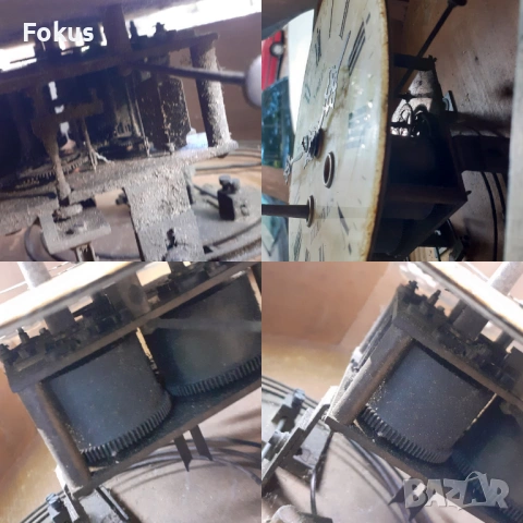 Прекрасен антикварен стенен часовник с интарзии от седеф, снимка 7 - Антикварни и старинни предмети - 53294671