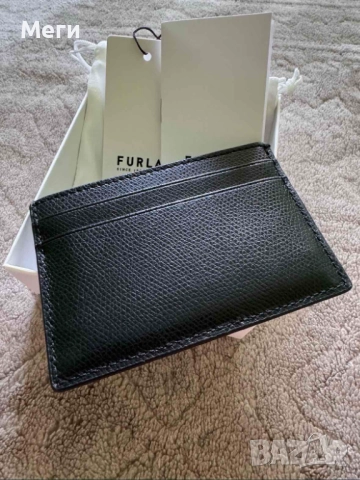 FURLA - Калъф за карти естествена кожа, снимка 3 - Портфейли, портмонета - 51545317