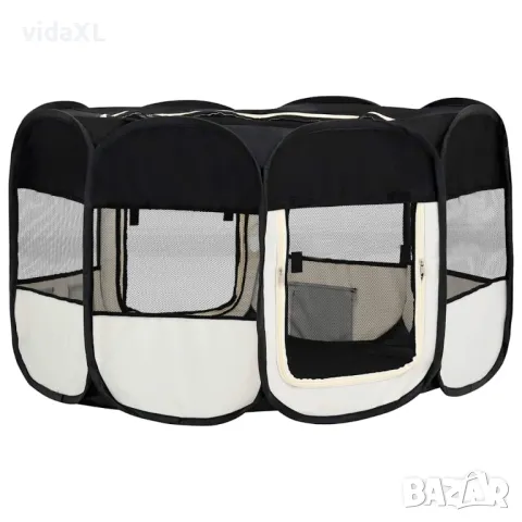 vidaXL Сгъваема кучешка кошара с чанта за носене, черна, 145x145x61 см(SKU:171008), снимка 4 - За кучета - 49580893