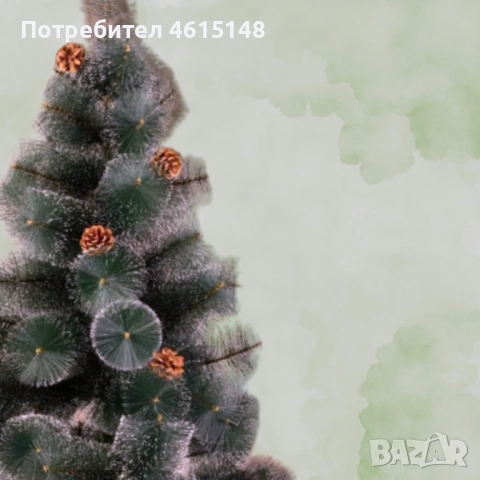 Коледна елха с шишарки и бели, заскрежени връхчета.  Малките размери са с пластмасова стойка, големи, снимка 3 - Други - 51962588