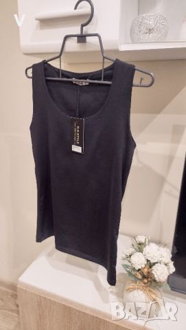 ЛОТ 5 дамски черни топа черна блуза с мрежа риза с пайети потник кроп топ с гол гръб Amisu , снимка 3 - Корсети, бюстиета, топове - 45538526