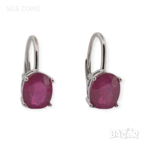 СРЕБЪРНИ ОБЕЦИ СЪС САПФИР ИЛИ РУБИН, снимка 2 - Обеци - 51103986