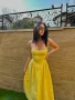Жълта дълга рокля с прекрасно бюстие, снимка 2