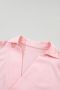 Дамска блуза в розово с къси бухнали ръкави и V-образно деколте, снимка 7