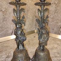 Уникален комплект старинни месингови свещници с момче и момиче , снимка 3 - Декорация за дома - 45435804