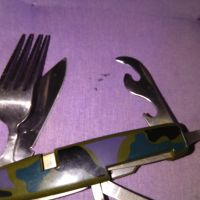 Немско ростфрай туристическо ножче 6 части вилица и лъжица 115х80мм, снимка 7 - Ножове - 45160361