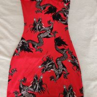 Червена рокля с дракони, снимка 3 - Рокли - 45889870