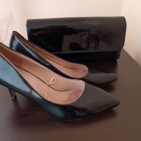 Комплект от клъч и обувки с нисък ток 41 номер, Tendenz, черен цвят, Спиди, снимка 3 - Дамски обувки на ток - 45558528