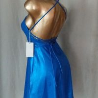  HALARA S Синя еластична рокля с брокатен отблясък, снимка 6 - Рокли - 45444808
