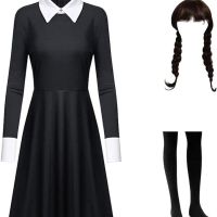 Yigoo Костюм Wednesday Addams Готическа рокля, за жени и момичета, снимка 1 - Костюми - 45315541