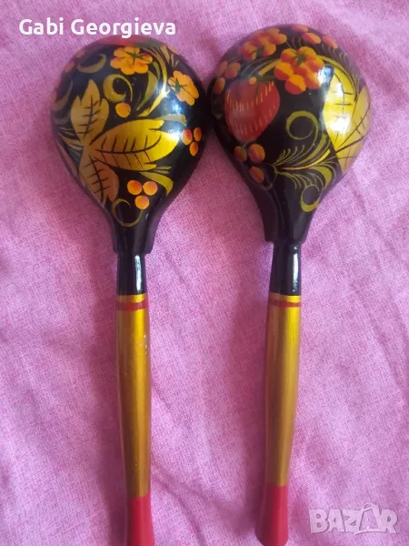 Винтидж хохлома руски дървени лъжици, снимка 1