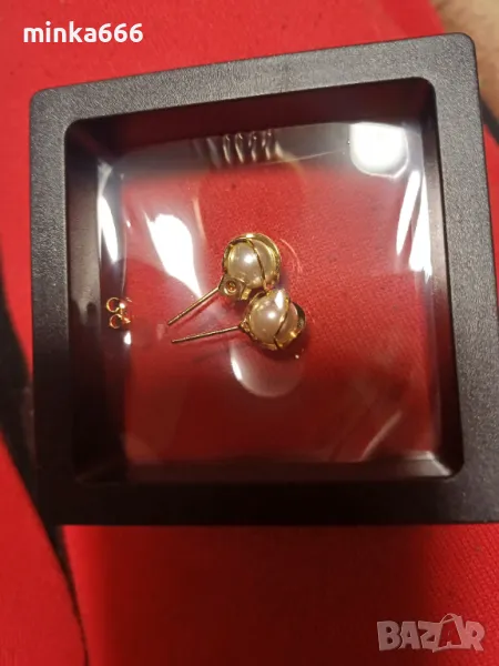 Златни обеци с перли., снимка 1