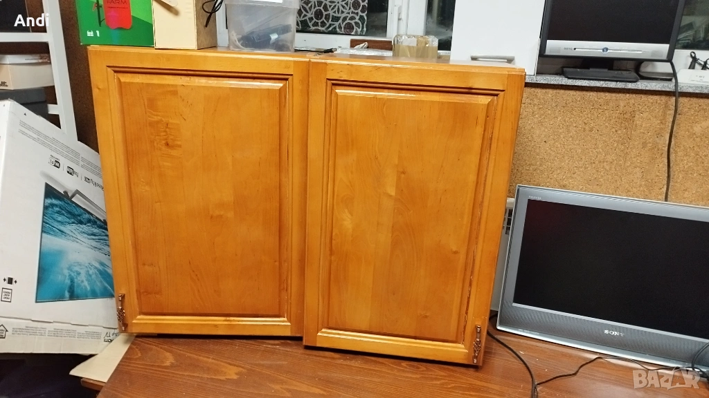 Кухненски шкафофе горен ред с врати от масив цвят череша 80/50 - 54/32см, снимка 1