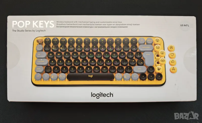 Logitech POP Keys Wireless Mechanical Keyboard With Emoji Keys, BLAST YELLOW клавиатура механична, снимка 1