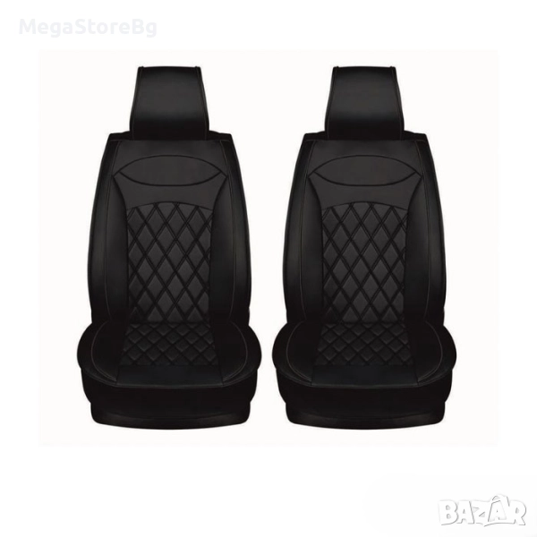 Кожена тапицерия за предни седалки 1158 - 2 части Черно, снимка 1