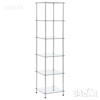 vidaXL Етажерка с 6 рафта, прозрачна, 40x40x160 см, закалено стъкло（SKU:249507）, снимка 1