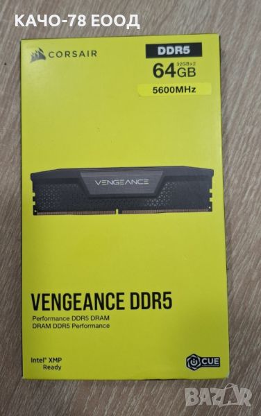 РАМ памет Corsair VENGEANCE 64GB (2x32GB) DDR5 5600MHz CMK64GX5M2B5600C40 , снимка 1