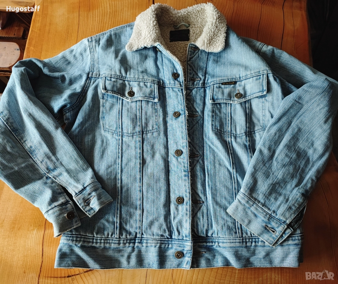 Оригинално G-star мъжко топло дънково яке с подплата L, снимка 1