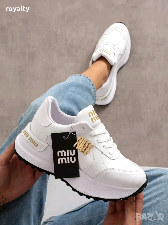 Miu Miu Бели Дамски Маратонки На Платформа 36-40 Номер, снимка 1