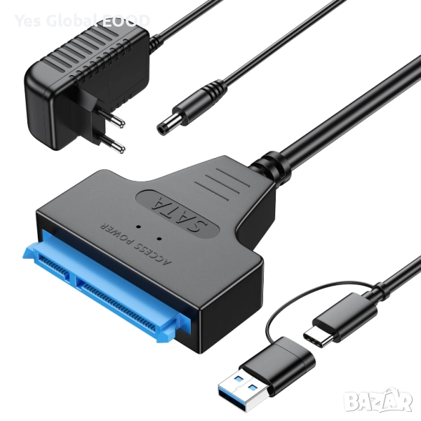 SATA към USB адаптер за външни и вътрешни SSD/HDD 2.5/3.5 инча, снимка 1
