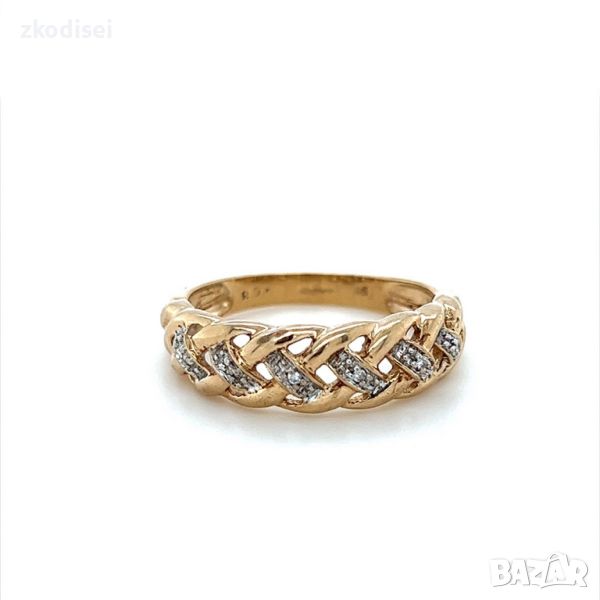Златен дамски пръстен с 6 бр. брилянта 2,80гр. размер:57 9кр. проба:375 модел:23568-1, снимка 1