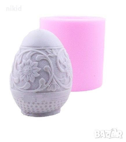 3d едро яйце с цветя шарки силиконов молд форма калъп шоколад гипс свещ декор, снимка 1