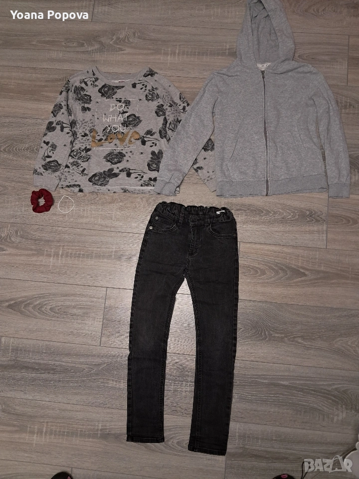 Готов ежедневен комплект от 5 части за момиче (Суичър, Блуза, Дънки + Подаръци), снимка 1