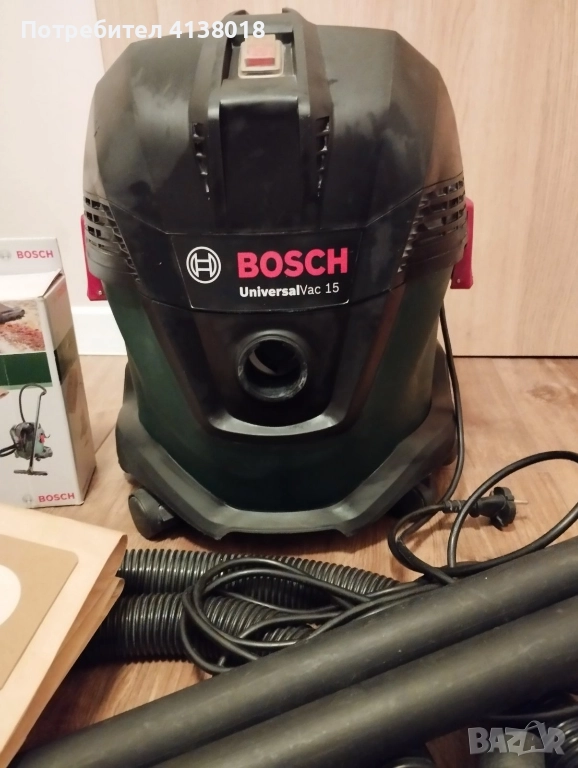 Продавам прахосмукачка за мокро и сухо почистване Bosch Universal Vac 15, 1000 W, 65 л/с, 15 л, снимка 1