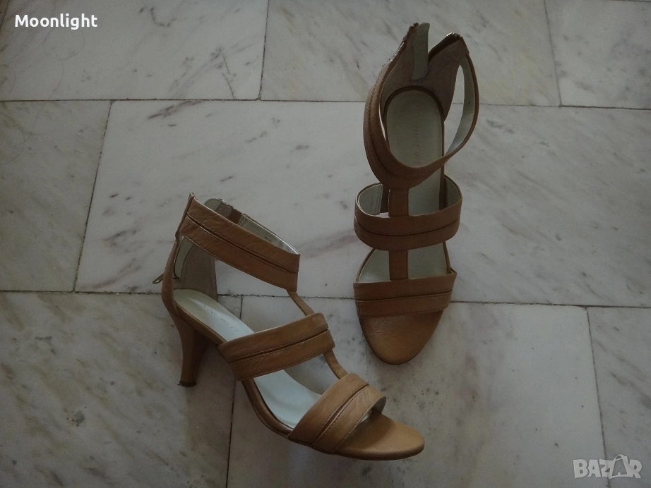 Бежови сандали на ток Nine West, снимка 1