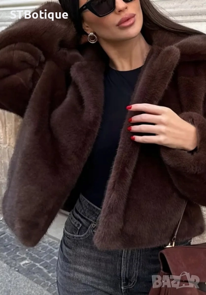 🧥 Дамско елегантно палто от изкуствена кожа – STBoutique 🧥, снимка 1